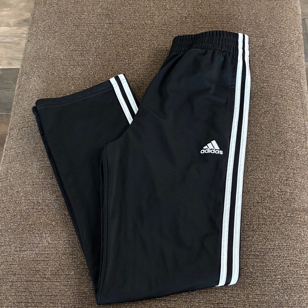 Adidas Kids Black Joggers with White Stripes